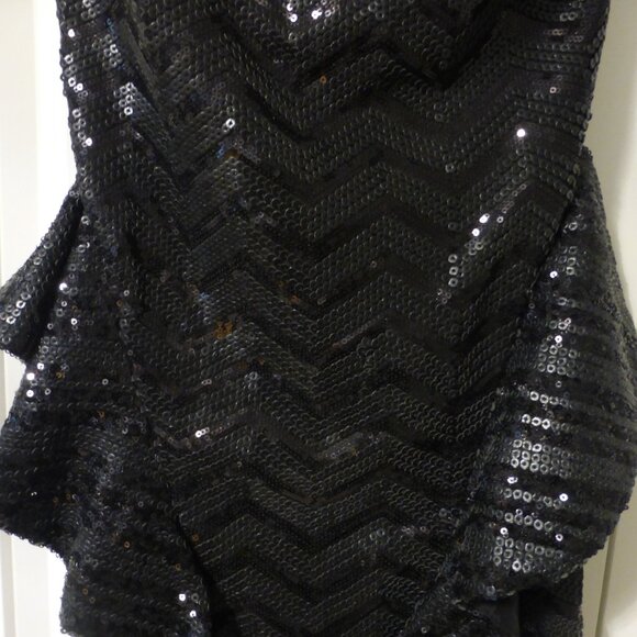 BEBE black sequins strapless peplum party dress - Picture 4 of 12
